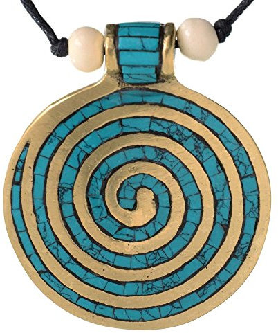 BUDDHAFIGUREN/Billy Held Chakra-Kette mit Endlos-Spirale türkis 6 cm -buddhistische Halskette