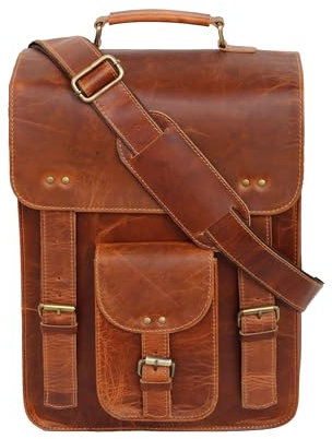 Jaald Leather Messenger Bag Laptop Case Office Briefcase Gift For Men Computer Distressed Shoulder Bag