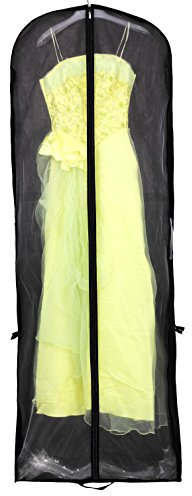 HIMRY Atmungsaktiver Kleidersack Schutzhülle für Brautkleider/Abendkleider/Anzüge/Mäntel - ca. 180 cm - Reissverschluss - Zwei Taschen für Zubehörteile - Schwarz, KXB1001 black