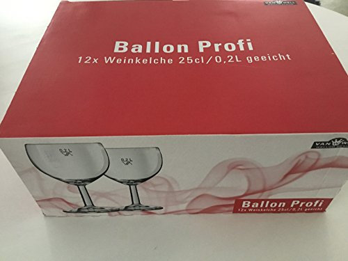 Van Well Weinglas Ballon Profi Set 12 Stück - 0,2L/25CL /-/ - Klassische Form, Transparentes Glas, Hochwertig, Geeicht