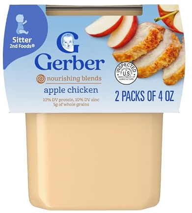 Gerber Stage 2 Baby Food, Apple Chicken Puree Tub, Baby Puree