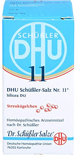 DHU Schüßler-Salz Nr. 11 Silicea D12, 10 g Globuli | Streukügelchen – Das Mineralsalz der Haare, der Haut und des Bindegewebes – das Original – umweltfreundlich im Arzneiglas