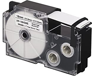 Casio EZ-Label Printer XR-18HSWE Schriftband Schrumpfschlauch für Kabel 5,0-11,0 mm, 18 mm x 2,5 m schwarz auf weiß