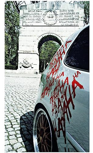 Finest Folia Grafik Schriftzug Hahaha Groß Joker Batman Aufkleber Sticker Tuning Folie KX029 (.Karminrot 306)