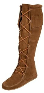 Minnetonka Front Lace Hardsole Knee Hi, Botas Mocasin Mujer, Marrón (Dusty Brown), 41