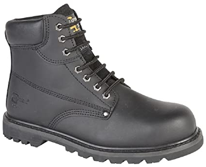 Grafters M124 Black Leather Safety Work Boots - UK 9