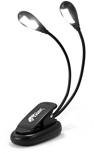 Tiger MSL35-BK Music Stand Light – Dual Head & 4x Bright LED Lights - Black