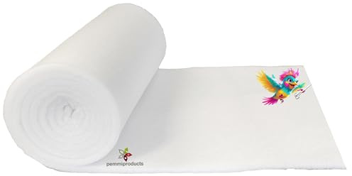 pemmiproducts Filtervlies,100g/m²,1 x 2,5 m, ca. 1 cm dick,(EUR 7,16/m²) | Polyester Filtermatte, Filterwatte, weiss, für Aquarium und Teich, geeignet für die meisten Filtertypen