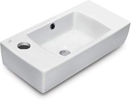 CeraStyle 001600-U-One Hole City Rectangular Ceramic Wall Mounted/Self Rimming Bathroom Sink, White