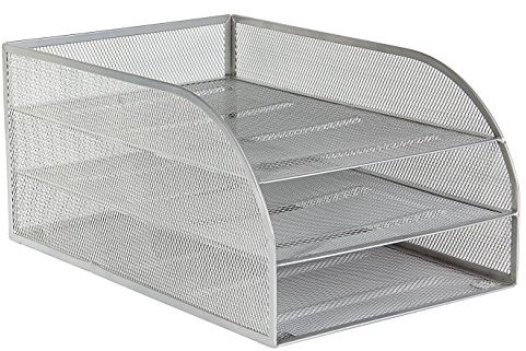 OSCO Silver Wiremesh Triple Letter Tray Document Storage A4 Filing Assembled Paper Organiser Desk Tidy