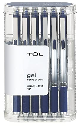 TUL Retractable Gel Pens 0.7 mm Medium Point, Blue 12/pk by TUL