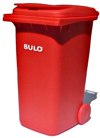 Mini-Mülltonne original SULO kleine Ausführung ROT Miniatur Behälter Aufbewahrung Stiftehalter Büro Spielzeug