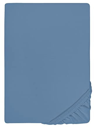 biberna Jersey-Elastic-Spannbetttuch 0077866 (Matratzenhöhe max. 25 cm) 1x 90x190 cm - 100x220 cm, azurblau