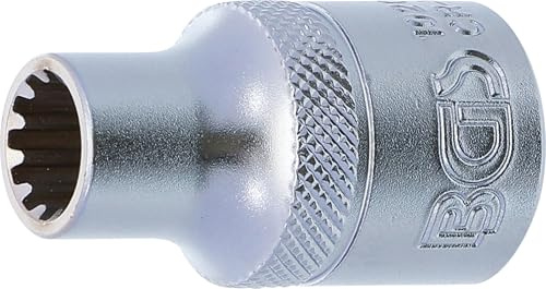 BGS 10209 | Steckschlüssel-Einsatz Gear Lock | 12,5 mm (1/2) | SW 9 mm | Antrieb Innenvierkant 12,5 mm (1/2) | Chrom-Vanadium-Stahl | verchromt | mit Rändelung