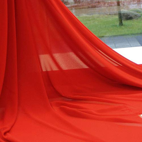 TOLKO Chiffon Stoff Meterware für Rock Bluse Tücher | Halb transparent knitterarm weich fallend | leicht wie Tüll Voile | Dekostoff für Gardine Vorhang Sichtschutz Stoffe zum Nähen Meterware (Rot)