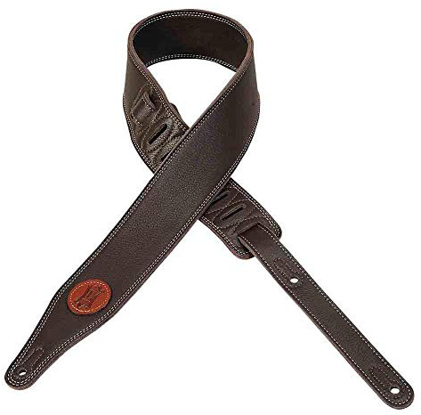 Levy's 2.5 inch 3 Layer Premium Top Grain Super Soft Garment Leather Guitar Strap - Dark Brown