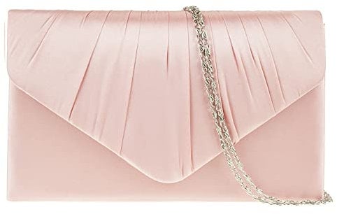 fi9® Pochette satinée pour femme Fête Bal Mariage Soirée - multicolore - vieux rose,
