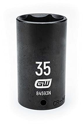 GearWrench 84593N - Llave de vaso métrica (1/2, 6 puntos, 35 mm), color negro