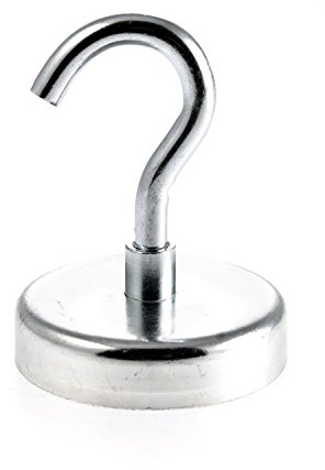 Magnetastico | 1 Stück Neodym N35 Magnethaken Extra Stark 75 mm Ø| Haftkraft 164.0 KG| Magnet Haken, magnetische Wandhaken, Magnet Halter| Super starker Neodymium Hakenmagnet verzinkt Haken magnetisch