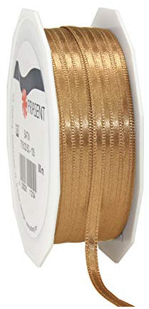 Präsent C.E. Pattberg Satin Gold, 50 m Satinband zum Einpacken von Geschenken, 3 mm Breite, Geschenkband zum Dekorieren & Basteln, Dekoband, Anlass