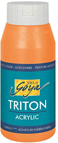 KREUL 17002 - Solo Goya Triton Acrylfarbe echtorange, 750 ml Flasche, schnell und matt trocknend, Farbe auf Wasserbasis, in Studioqualität, vielseitig einsetzbar, gut deckend und ergiebig