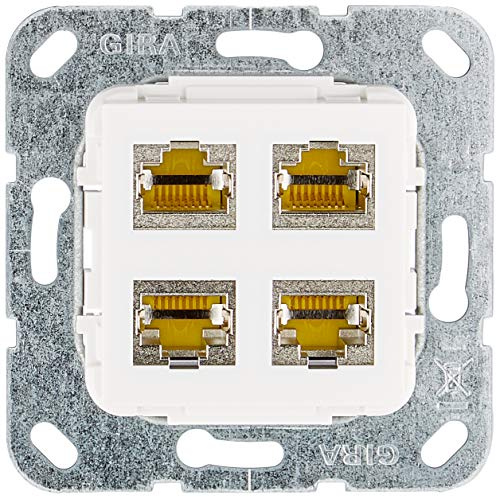 Gira 569903 MJ RJ45 Cat 6A 10 GB 4 Fach LSA Plus Einsatz, reinweiß