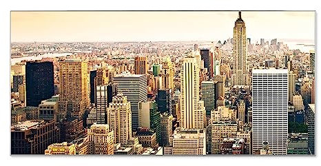 banjado® Magnettafel silber 78 x 37cm / Magnetwand aus Metall/Magnetpinnwand Memoboard/Pinnwand Magnettafel Küche, Büro, Kinderzimmer inkl. 4 Magnete & Montageset Motiv New York City