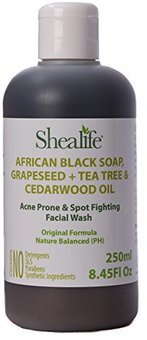 African Black Soap Liquid, Grapeseed & Tea Tree & Cedarwood Oil. Face wash For Acne & Pimples, 250ml