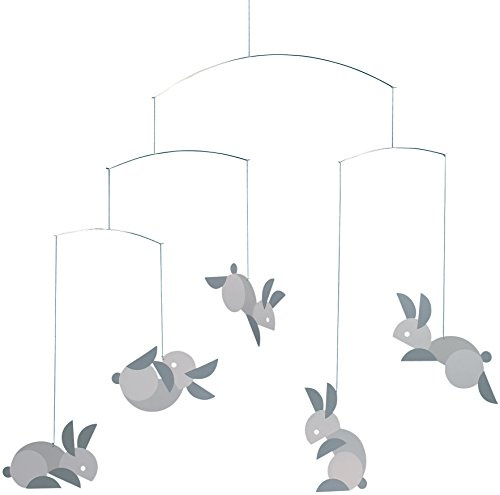 Flensted f140 Circular Bunnies Mobile, Stahl, grau/weiß, 50x54cm