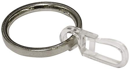 Gardinia Anelli per Tende da Ø 19 mm, compresi Ganci Pieghevoli, 6 Pezzi, Larghezza 4 mm, Metallo, Aspetto Acciaio Inox