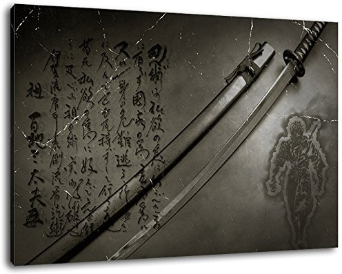 Katana Format:80x60 cm Bild auf Leinwand bespannt, riesige XXL Bilder komplett und fertig gerahmt mit Keilrahmen, Kunstdruck auf Wand Bild mit Rahmen, günstiger als Gemälde oder Bild, kein Poster oder Plakat