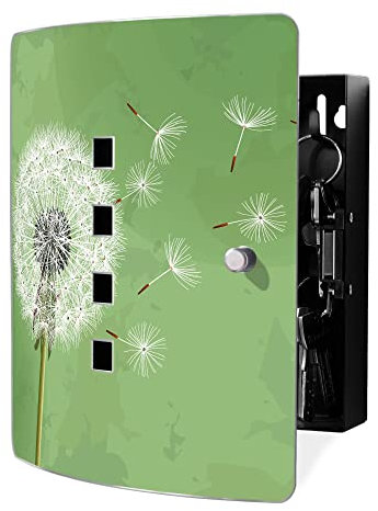 banjado Design Schlüsselkasten aus Edelstahl für 10 Schlüssel/Schlüsselbox zur Schlüsselaufbewahrung 24 x 21,5 x 7cm groß mit praktischem Magnetverschluss/Motiv Pusteblume 3