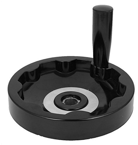 Sourcingmap 16mm Dia Hole Milling Machine Folding Handle Inside Ripple Hand Wheel Black 155mm Wheel Dia