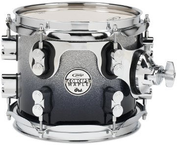 Pacific Drums Concept Maple Tom, 8 x 7, Silver to Black Fade Lacquer