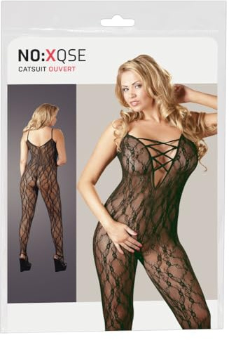 Mandy Mystery Lingerie Catsuit ouvert, Schwarz, 2XL/3XL
