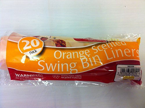 20 Orange Strong FRAGRANCED Swing BIN Liners Bags. TIE Handles. Recycled.