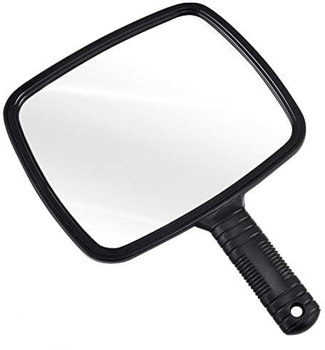 TRIXES Hand Mirror - Professional Hand Held - Salon & Barbershop Use - Wide Angle - 20 x 17.5cm
