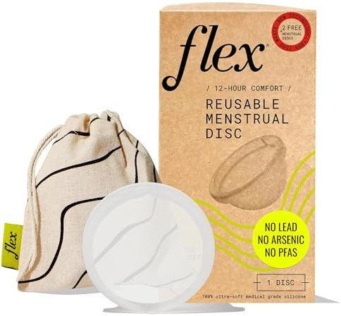 Flex - Dischi mestruali | Dischi usa e getta per il periodo | Alternativa per tamponi, assorbenti e coppette | Capacità di 5 Super Tamponi | Idoneo HSA o FSA | Prodotto in Canada | 12 Conte