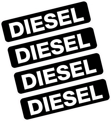 Printwhizz Ltd Farbig Minimalistische Diesel-Aufkleber, 4x (75 mm x 20 mm), Hochwertiger Farbdruck, Wetterfest, Innen & Außen, 33 Gramm