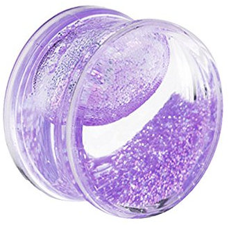 Piercingfaktor Ohr Plug Flesh Tunnel Piercing Ohrpiercing Kuntstoff Liquid Glitter Fluid Double Flared 22mm Lila