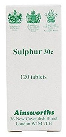 Ainsworths 30C Sulphur Homoeopathic Remedy - Pack of 120 Tablets