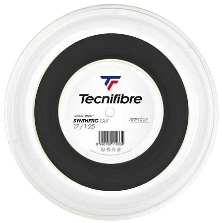 Tecnifibre Unisex – Erwachsene Rolle 200M Synthetic GUT 1.25 Tennissaiten, Schwartz, 1.25mm