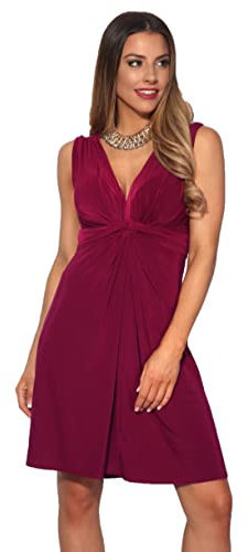 KRISP Damen Kleid mit Geknotetem Dekolleté ohne Ärmel, (Beere Gr.38), 9354_Berry_10