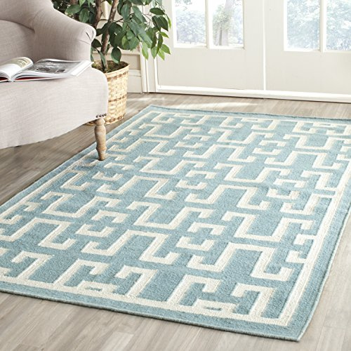 SAFAVIEH Dhurries Collection Accent Rug - 3' x 5', Seafoam & Ivory, Handmade Flat Weave Wool, Ideal for High Traffic Areas in Entryway, Living Room, Bedroom (DHU621A)