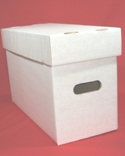 BUNDLE OF 6 (SIX) CARDBOARD COMPACT COMIC BOXES WITH LIDS FOR AMERICAN COMIC BOOKS