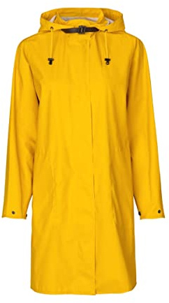 Ilse Jacobsen HORNBÆK | RAIN71 | Langer Damen Regen Parka | Elegante A-Linie | Abnehmbare Kapuze | Wasserdicht Winddicht | Polyester mit Gummi Überzug | Cyber Yellow | 38