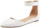 DREAM PAIRS Women's White Pu Low Wedge Ankle Strap Flats Shoes, Amiga, Size 7 M US /5 UK