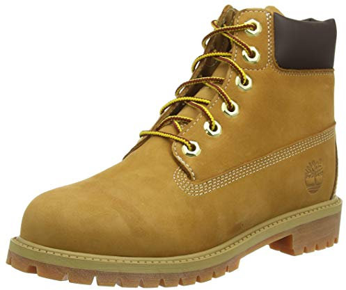 Timberland 6 in Premium Waterproof - Stivali Classici Unisex Bambini, Giallo (Wheat Nubuck), 21 EU