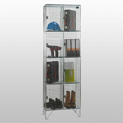 Double 4 Door Wire Mesh Locker 457mm deep