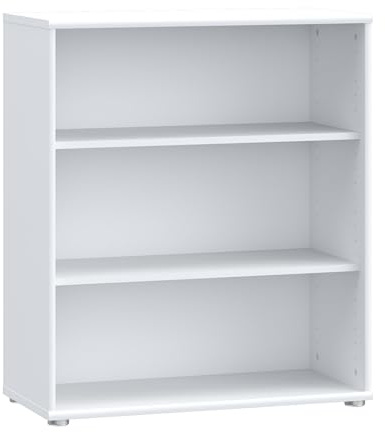 Forte TEMPRA2 Bücherregal 70 80, modernes Regal, weißes Standregal, Büro, Home Office, Holzwerkstoff, Weiß, 73,7 cm breit x 85,5 cm hoch x 34,8 cm tief